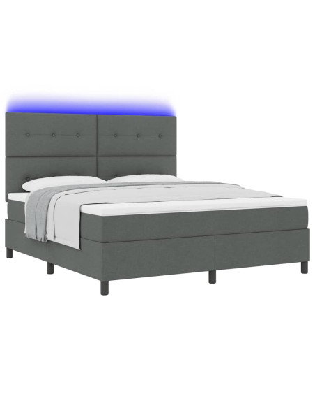 Letto a molle con strisce LED Grigio scuro 180 x 200 cm Tessuto