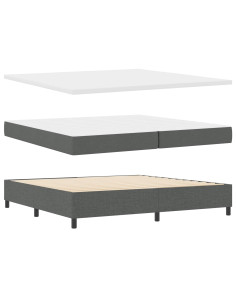 Letto a molle con strisce LED Grigio scuro 200 x 200 cm Tessuto