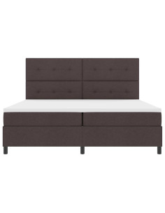 Letto a molle con testiera Marrone scuro 200 x 200 cm Tessuto