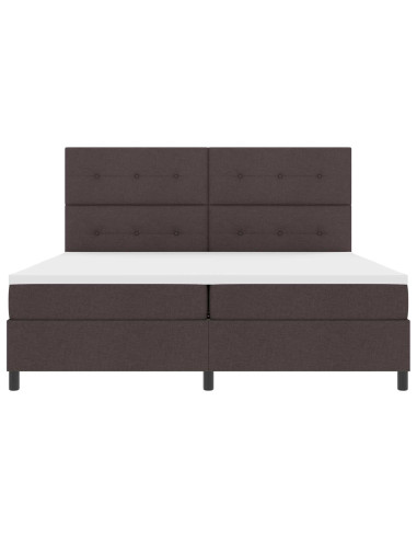 Letto a molle con testiera Marrone scuro 200 x 200 cm Tessuto