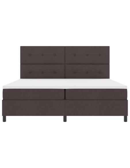 Letto a molle con testiera Marrone scuro 200 x 200 cm Tessuto
