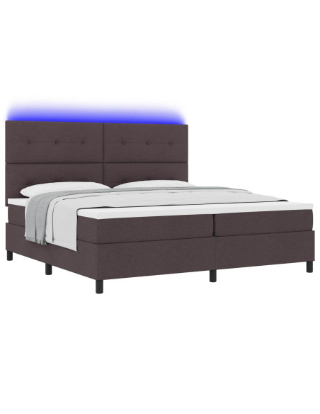 Letto a molle con testiera Marrone scuro 200 x 200 cm Tessuto