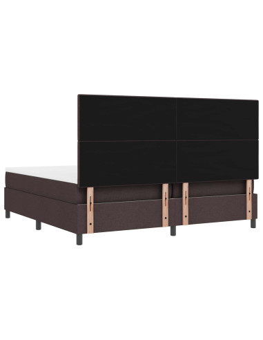 Letto a molle con testiera Marrone scuro 200 x 200 cm Tessuto