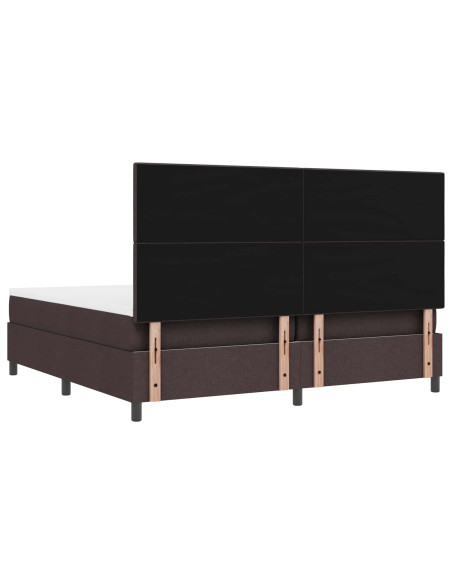 Letto a molle con testiera Marrone scuro 200 x 200 cm Tessuto