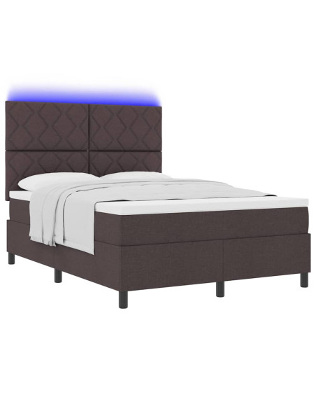Letto a molle con testiera Marrone scuro 140 x 190 cm Tessuto