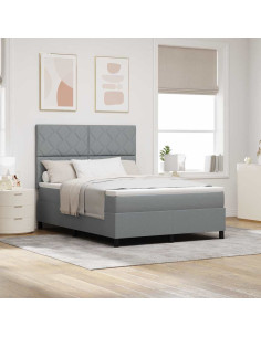 Letto a molle con testiera Grigio chiaro 140 x 200 cm Tessuto