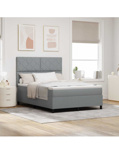 Letto a molle con testiera Grigio chiaro 140 x 200 cm Tessuto
