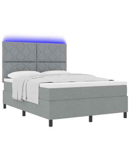 Letto a molle con testiera Grigio chiaro 140 x 200 cm Tessuto