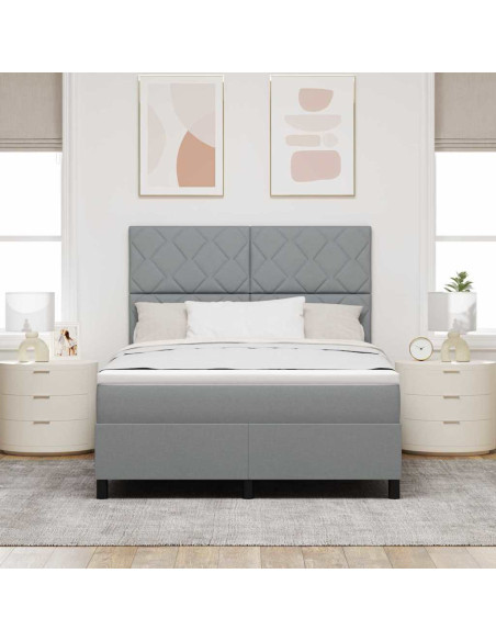 Letto a molle con testiera Grigio chiaro 140 x 200 cm Tessuto