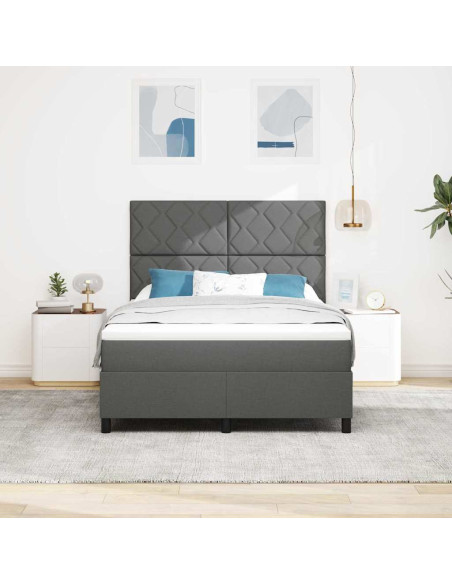 Letto a molle con strisce LED Grigio scuro 140 x 200 cm Tessuto