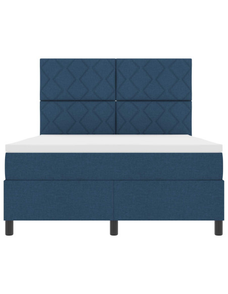 Letto a molle con strisce LED Blu 140 x 200 cm Tessuto