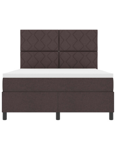 Letto a molle con testiera Marrone scuro 160 x 200 cm Tessuto