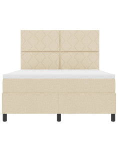 Letto a molle con strisce LED Crema 160 x 200 cm Tessuto