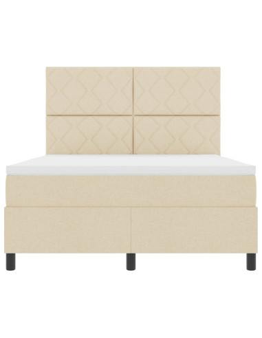 Letto a molle con strisce LED Crema 160 x 200 cm Tessuto