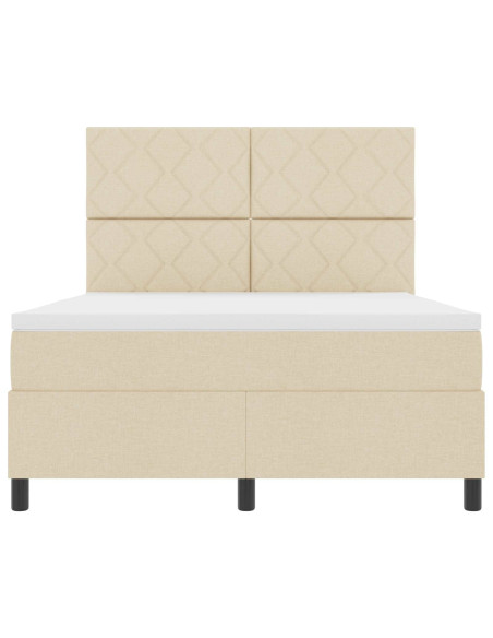 Letto a molle con strisce LED Crema 160 x 200 cm Tessuto