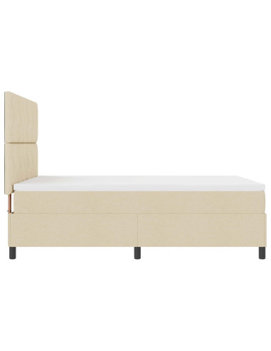 Letto a molle con strisce LED Crema 160 x 200 cm Tessuto