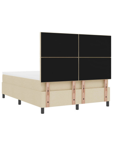 Letto a molle con strisce LED Crema 160 x 200 cm Tessuto