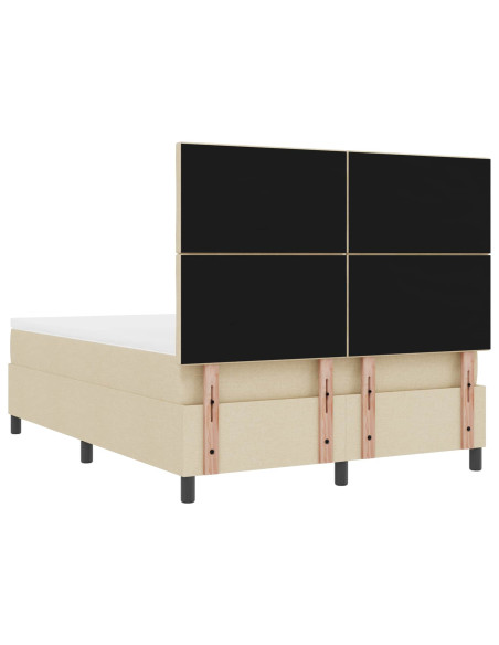 Letto a molle con strisce LED Crema 160 x 200 cm Tessuto