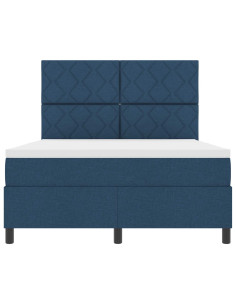 Letto a molle con strisce LED Blu 160 x 200 cm Tessuto