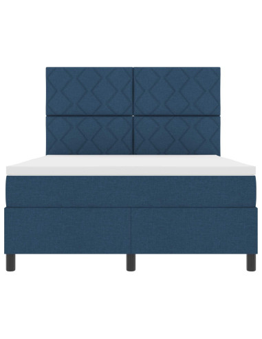 Letto a molle con strisce LED Blu 160 x 200 cm Tessuto