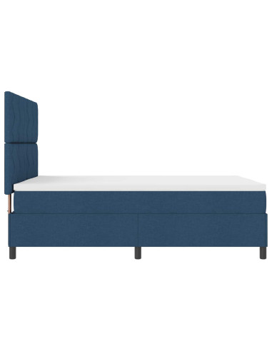 Letto a molle con strisce LED Blu 160 x 200 cm Tessuto