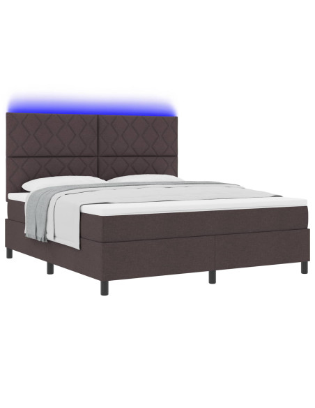 Letto a molle con testiera Marrone scuro 180 x 200 cm Tessuto