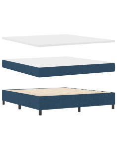 Letto a molle con strisce LED Blu 180 x 200 cm Tessuto