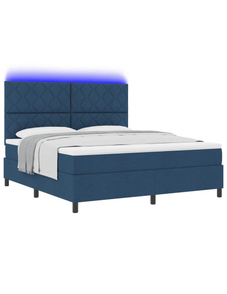 Letto a molle con strisce LED Blu 180 x 200 cm Tessuto