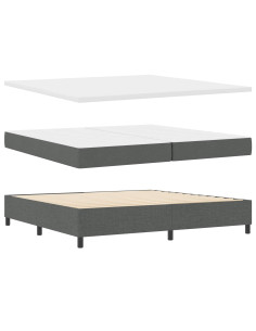 Letto a molle con strisce LED Grigio scuro 200 x 200 cm Tessuto