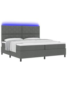 Letto a molle con strisce LED Grigio scuro 200 x 200 cm Tessuto 2