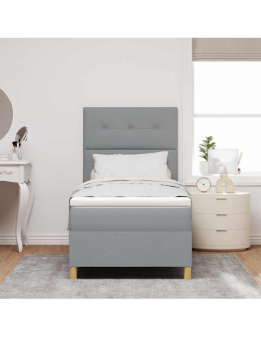 Letto a Sorgente LED Grigio chiaro 100 x 200 cm Tessuto