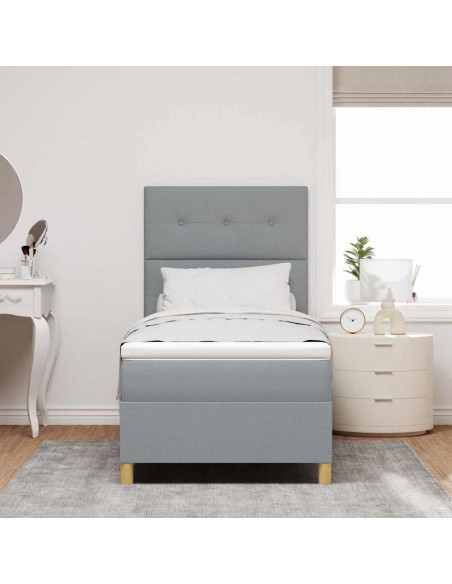 Letto a Sorgente LED Grigio chiaro 100 x 200 cm Tessuto