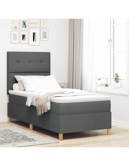 Letto a Sorgente LED Grigio scuro 100 x 200 cm Tessuto