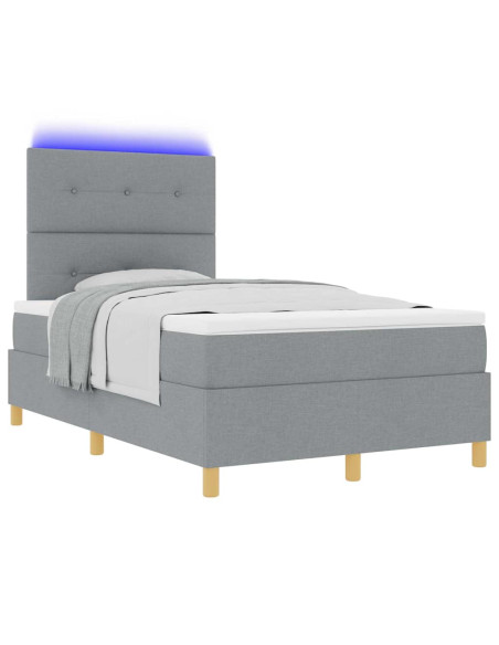 Letto a Sorgente LED Grigio chiaro 120 x 190 cm Tessuto