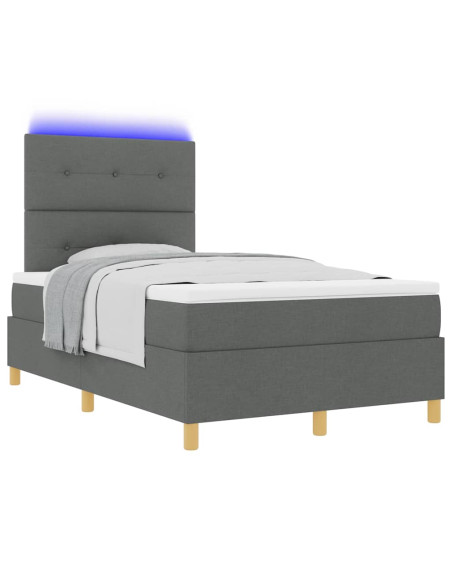 Letto a Sorgente LED Grigio scuro 120 x 190 cm Tessuto