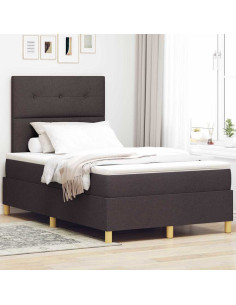 Letto a Sorgente LED Marrone Scuro 120 x 190 cm Tessuto