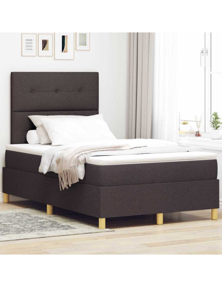 Letto a Sorgente LED Marrone Scuro 120 x 190 cm Tessuto