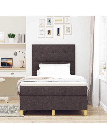 Letto a Sorgente LED Marrone Scuro 120 x 190 cm Tessuto