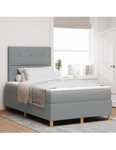 Letto a Sorgente LED Grigio chiaro 120 x 200 cm Tessuto