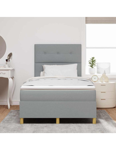 Letto a Sorgente LED Grigio chiaro 120 x 200 cm Tessuto