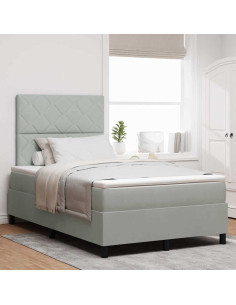 Letto a Sorgente LED Grigio chiaro 120 x 190 cm Velluto