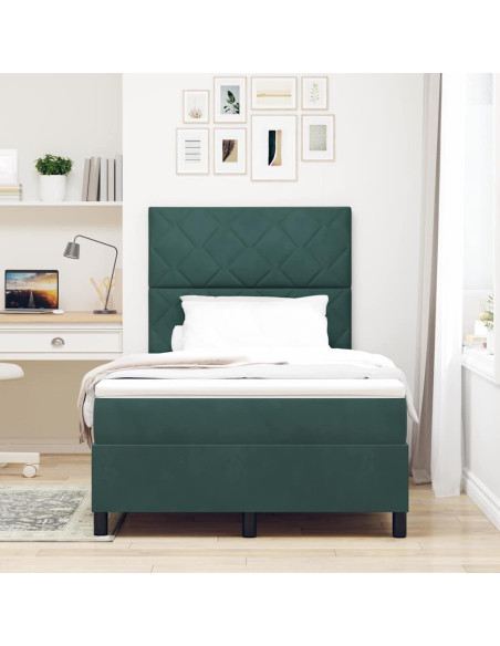 Letto a Sorgente LED Verde Scuro 120 x 200 cm Velluto