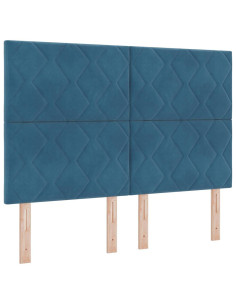 Letto a Sorgente LED Blu Scuro 140 x 190 cm Velluto 2