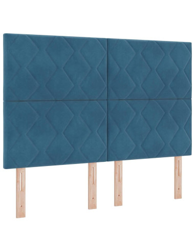 Letto a Sorgente LED Blu Scuro 140 x 200 cm Velluto
