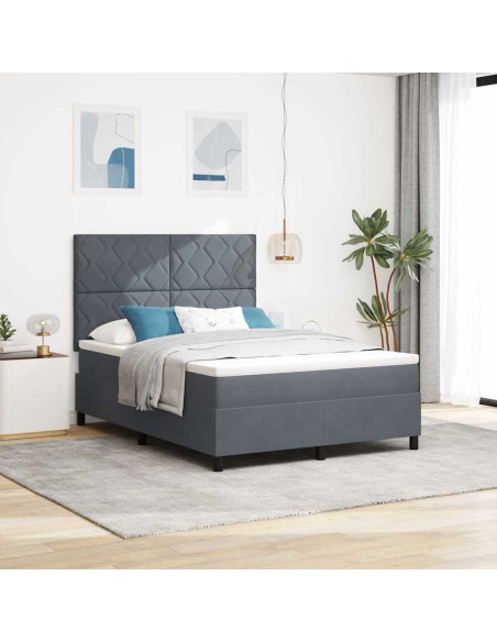 Letto a Sorgente LED Grigio scuro 160 x 200 cm Velluto