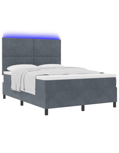 Letto a Sorgente LED Grigio scuro 160 x 200 cm Velluto