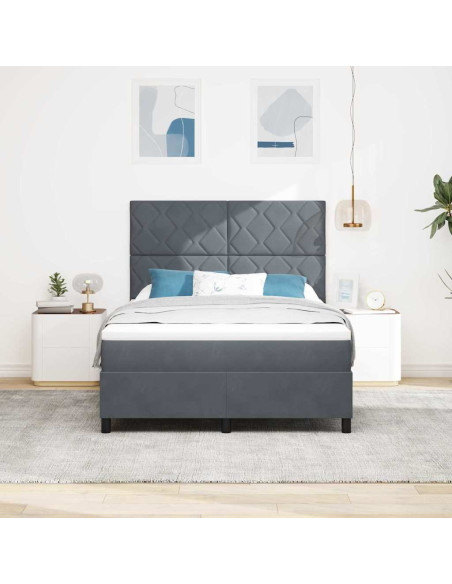 Letto a Sorgente LED Grigio scuro 160 x 200 cm Velluto