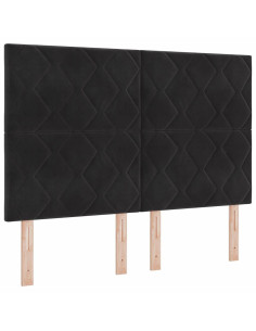 Letto a Sorgente LED con testiera Nero 160 x 200 cm Velluto 2