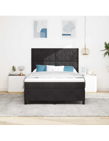 Letto a Sorgente LED con testiera Nero 160 x 200 cm Velluto
