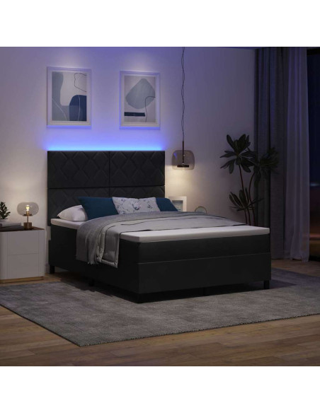 Letto a Sorgente LED con testiera Nero 160 x 200 cm Velluto